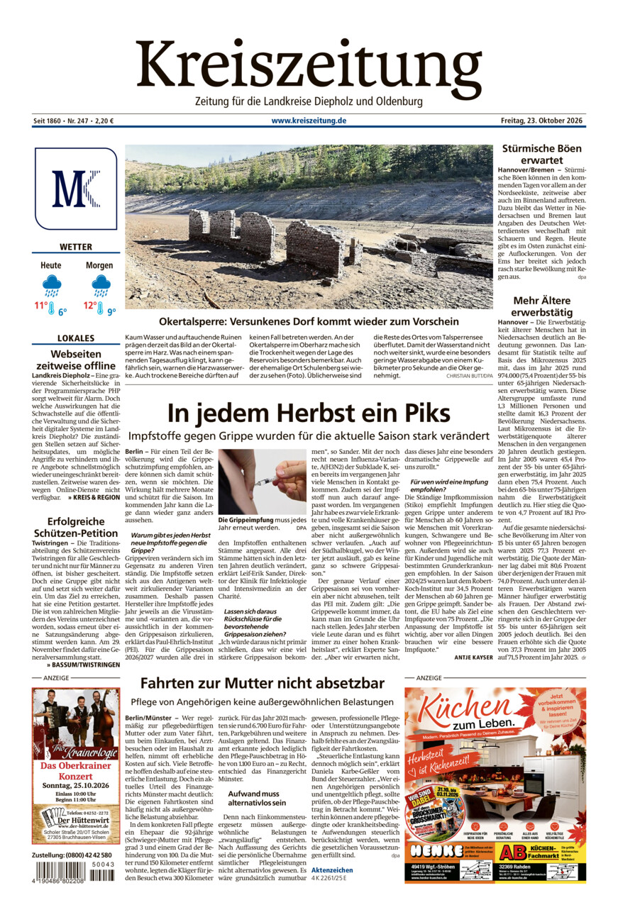 Kreiszeitung Bassum/Twistringen vom Freitag, 23.10.2026