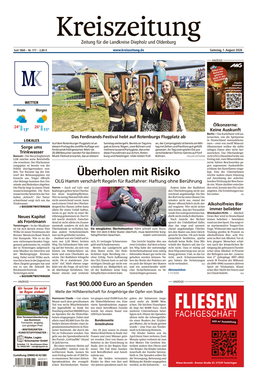Kreiszeitung Bassum/Twistringen vom Samstag, 01.08.2026