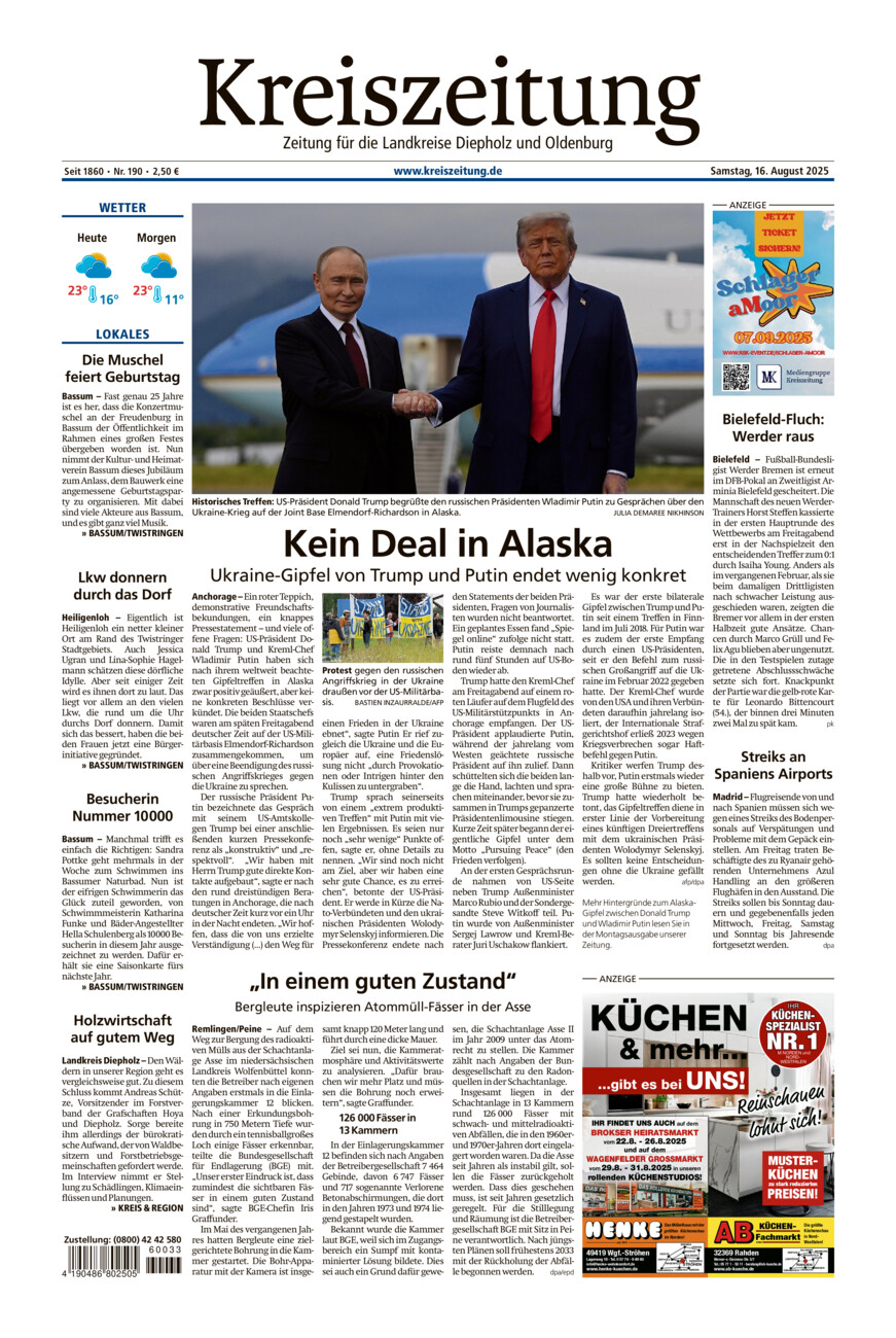Kreiszeitung Bassum/Twistringen vom Samstag, 16.08.2025