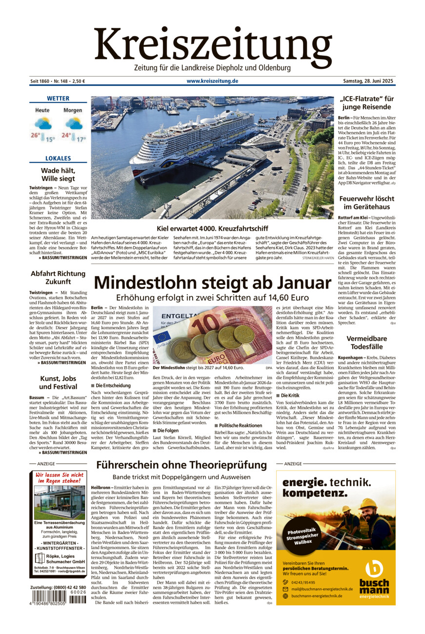 Kreiszeitung Bassum/Twistringen vom Samstag, 28.06.2025