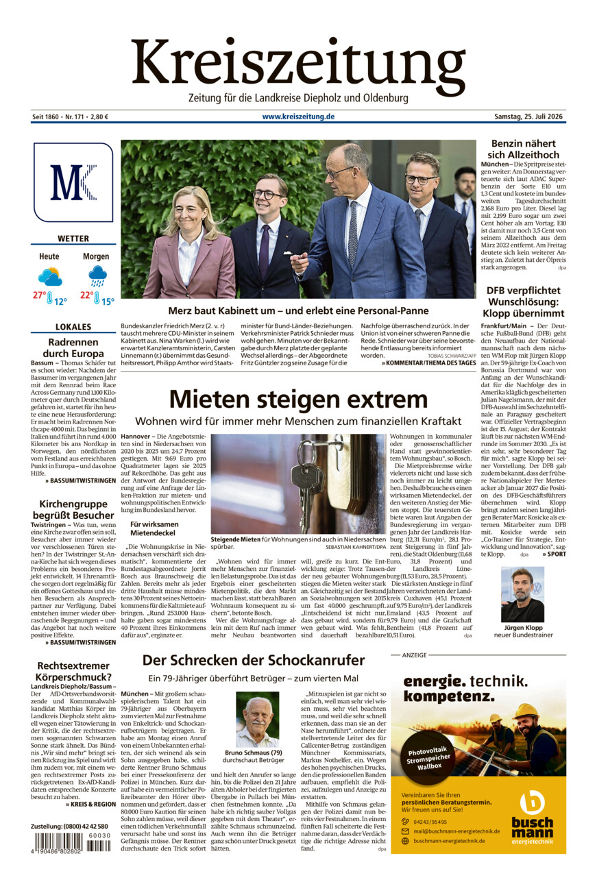 Kreiszeitung Bassum/Twistringen vom Samstag, 25.07.2026