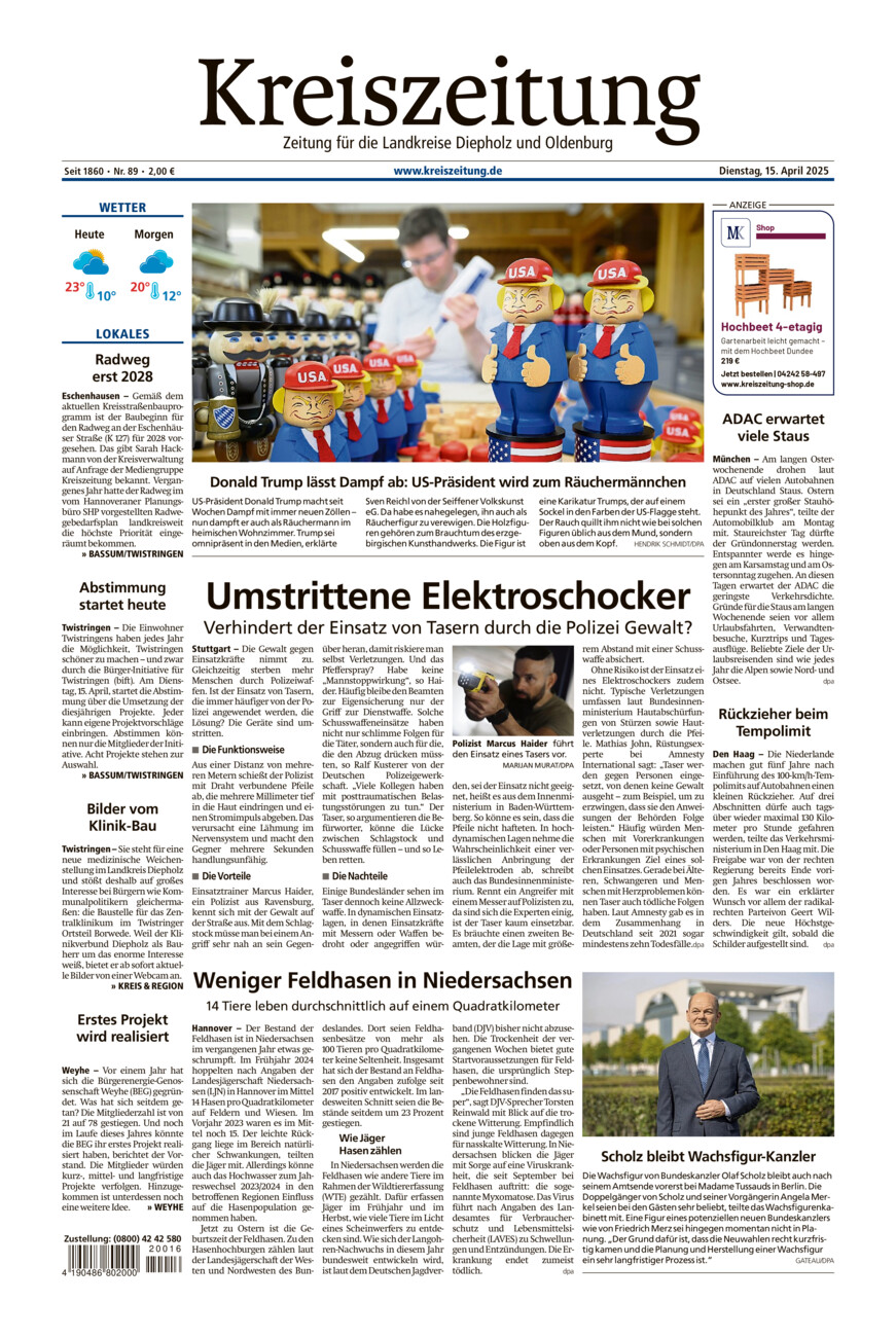 Kreiszeitung Bassum/Twistringen vom Dienstag, 15.04.2025