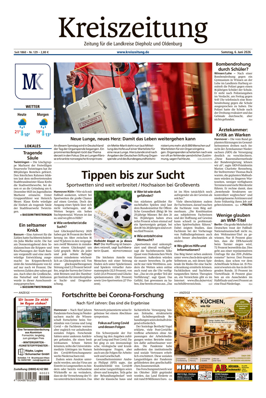 Kreiszeitung Bassum/Twistringen vom Samstag, 06.06.2026