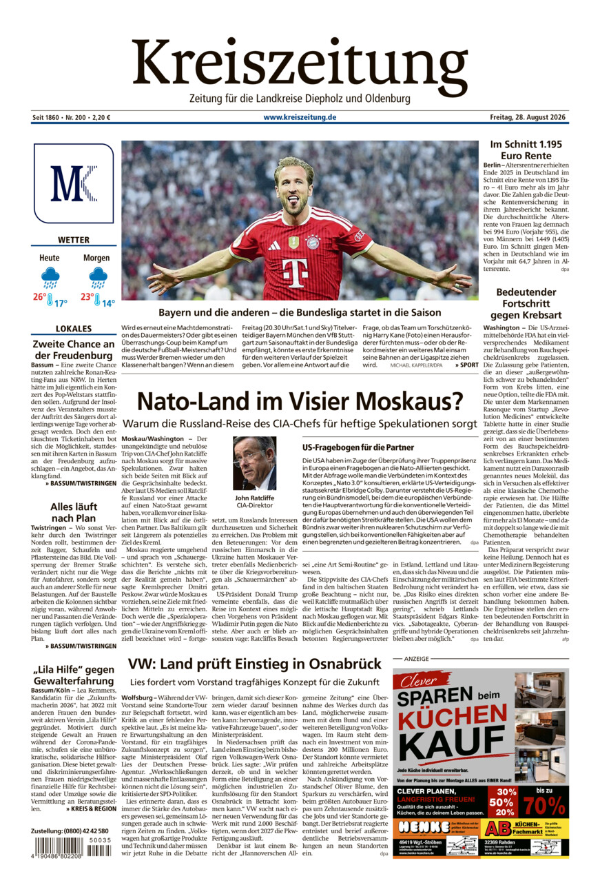 Kreiszeitung Bassum/Twistringen vom Freitag, 28.08.2026