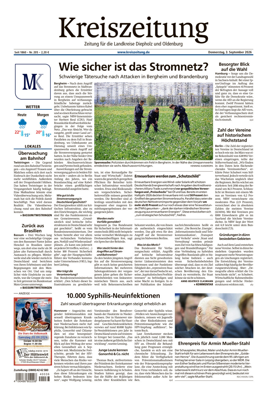 Kreiszeitung Bassum/Twistringen vom Donnerstag, 03.09.2026