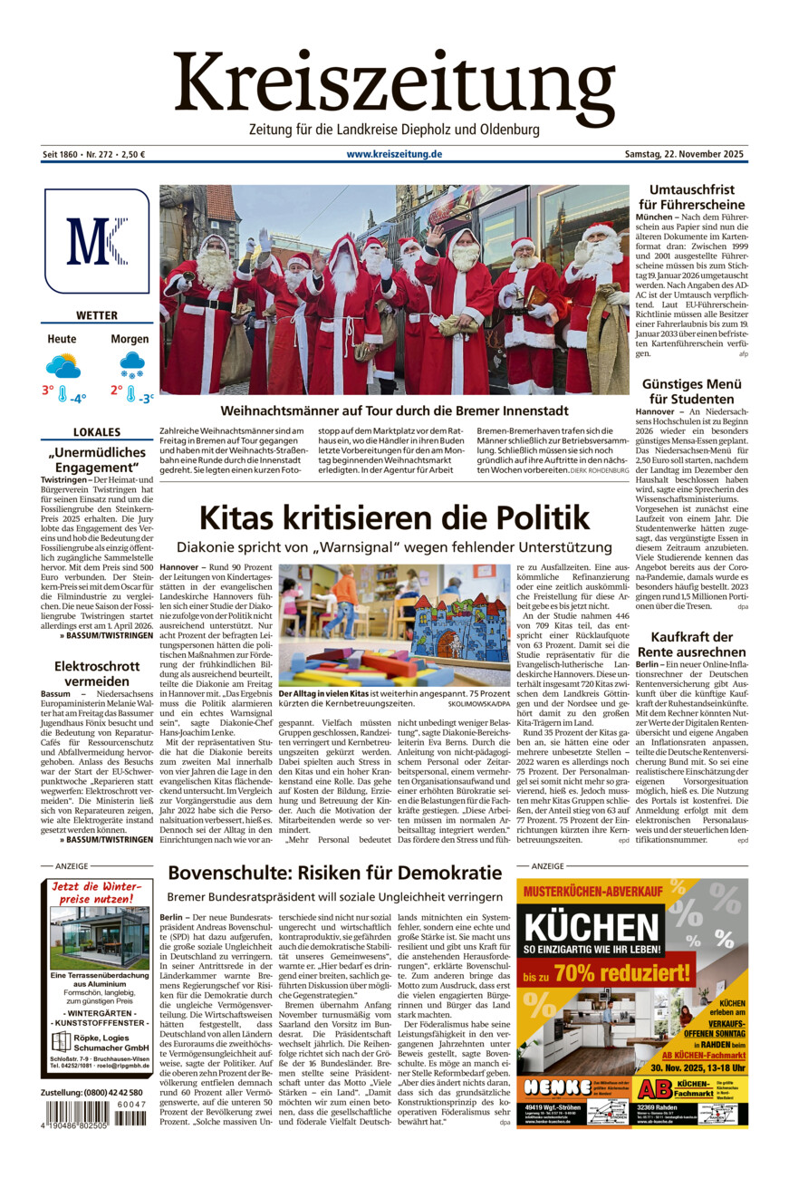 Kreiszeitung Bassum/Twistringen vom Samstag, 22.11.2025
