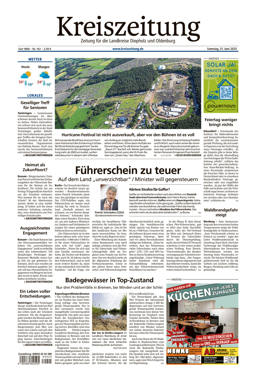 Kreiszeitung Bassum/Twistringen vom Samstag, 21.06.2025