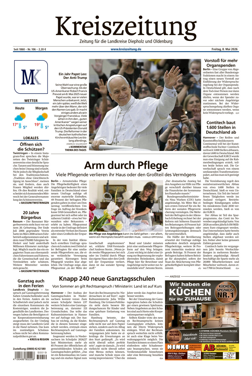 Kreiszeitung Bassum/Twistringen vom Freitag, 08.05.2026