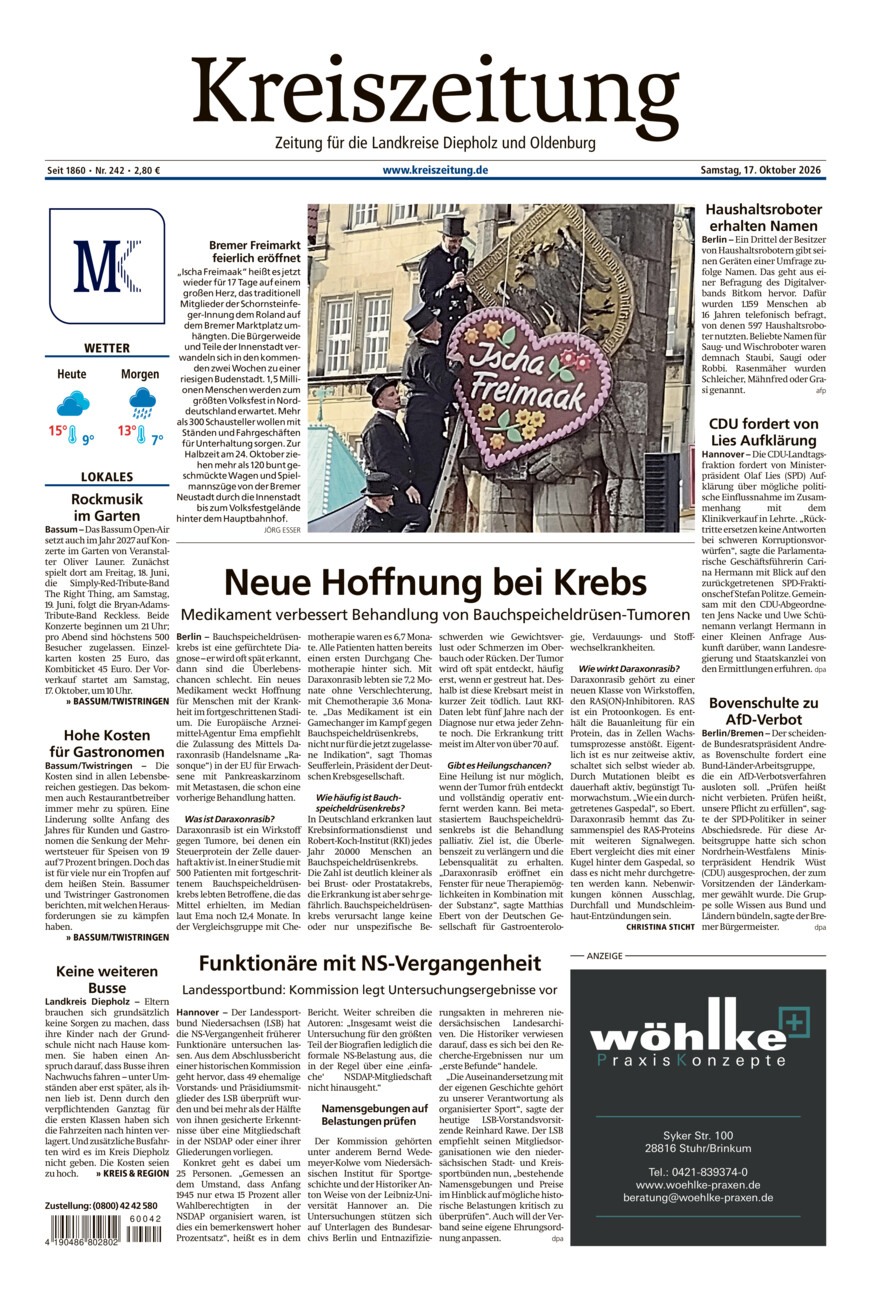 Kreiszeitung Bassum/Twistringen vom Samstag, 17.10.2026