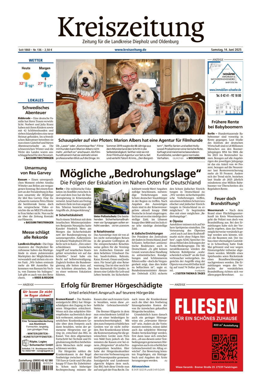 Kreiszeitung Bassum/Twistringen vom Samstag, 14.06.2025