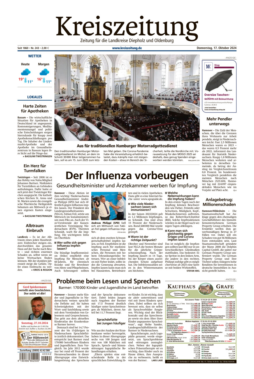 Kreiszeitung Bassum/Twistringen vom Donnerstag, 17.10.2024