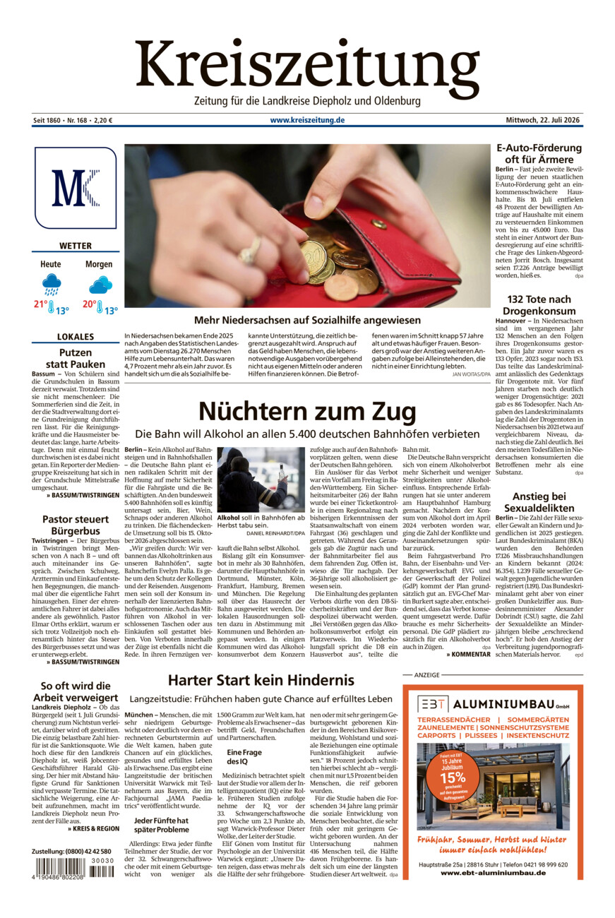 Kreiszeitung Bassum/Twistringen vom Mittwoch, 22.07.2026