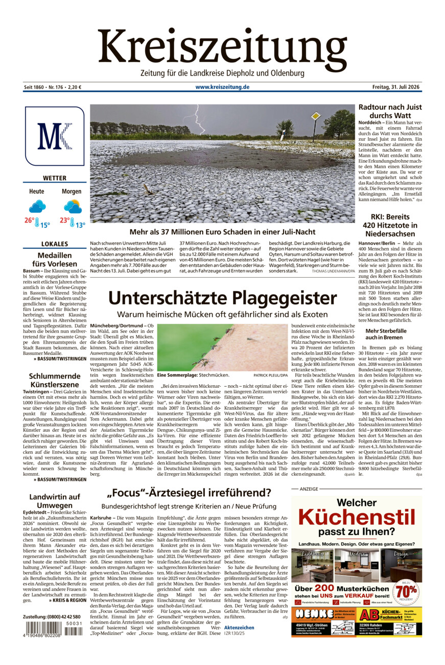Kreiszeitung Bassum/Twistringen vom Freitag, 31.07.2026