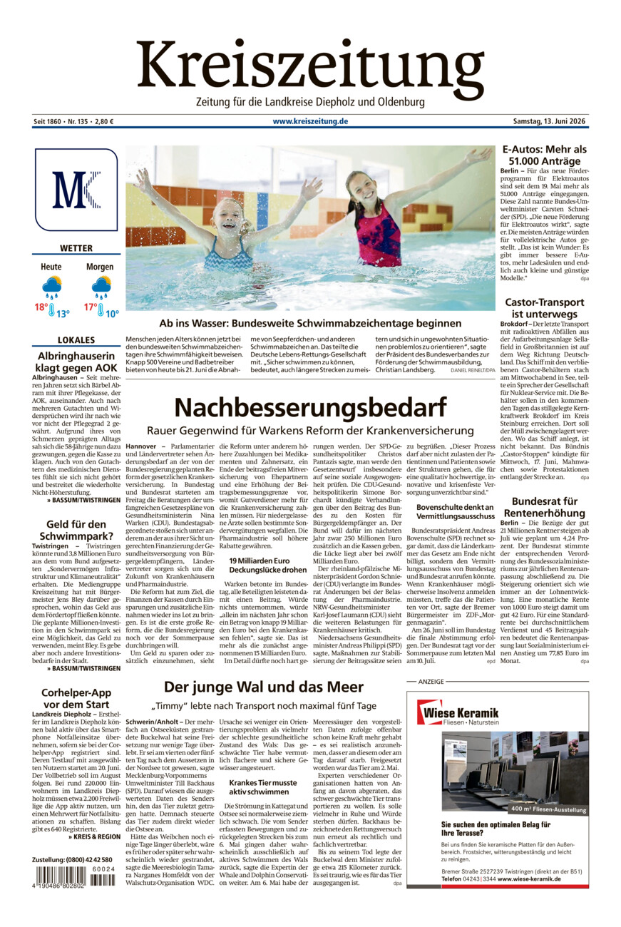 Kreiszeitung Bassum/Twistringen vom Samstag, 13.06.2026