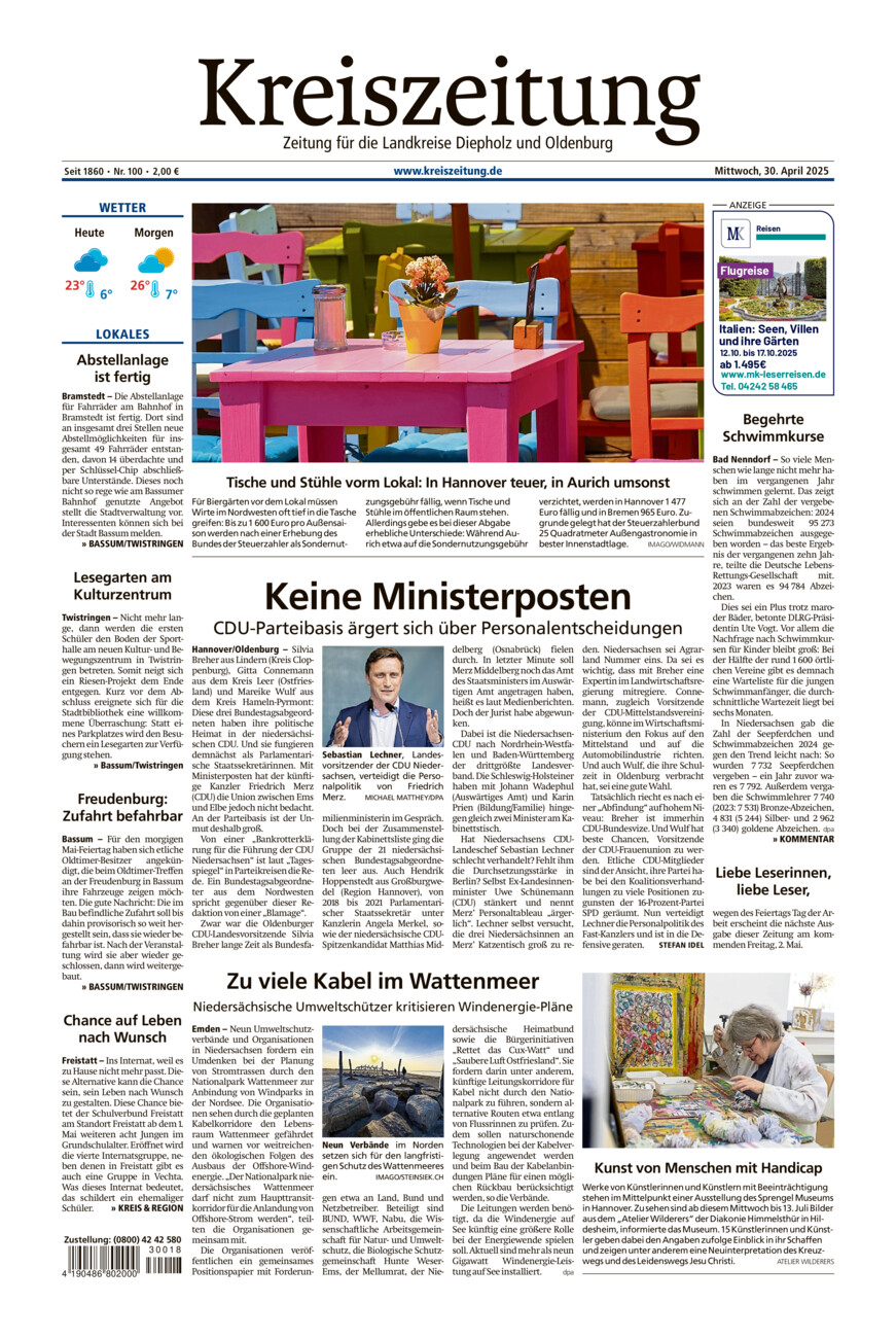 Kreiszeitung Bassum/Twistringen vom Mittwoch, 30.04.2025