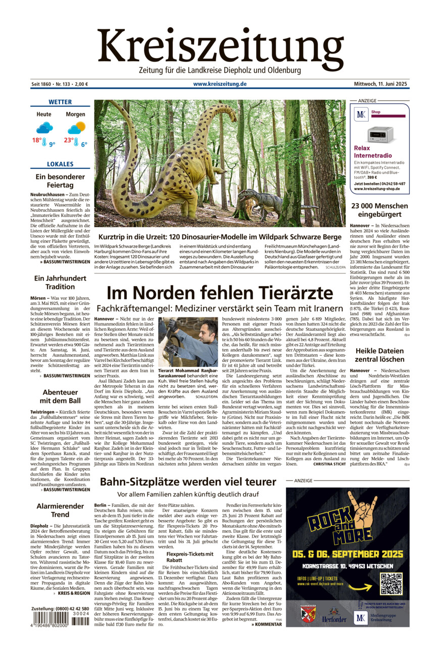 Kreiszeitung Bassum/Twistringen vom Mittwoch, 11.06.2025