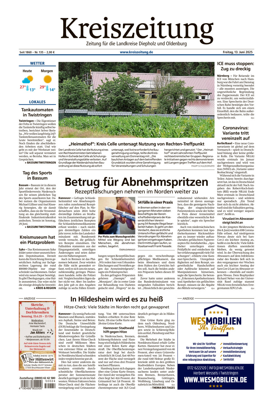 Kreiszeitung Bassum/Twistringen vom Freitag, 13.06.2025