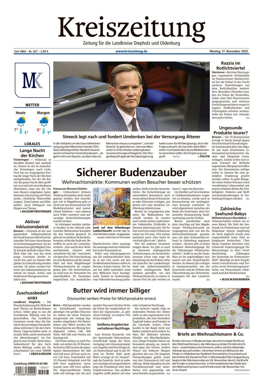 Kreiszeitung Bassum/Twistringen vom Montag, 17.11.2025