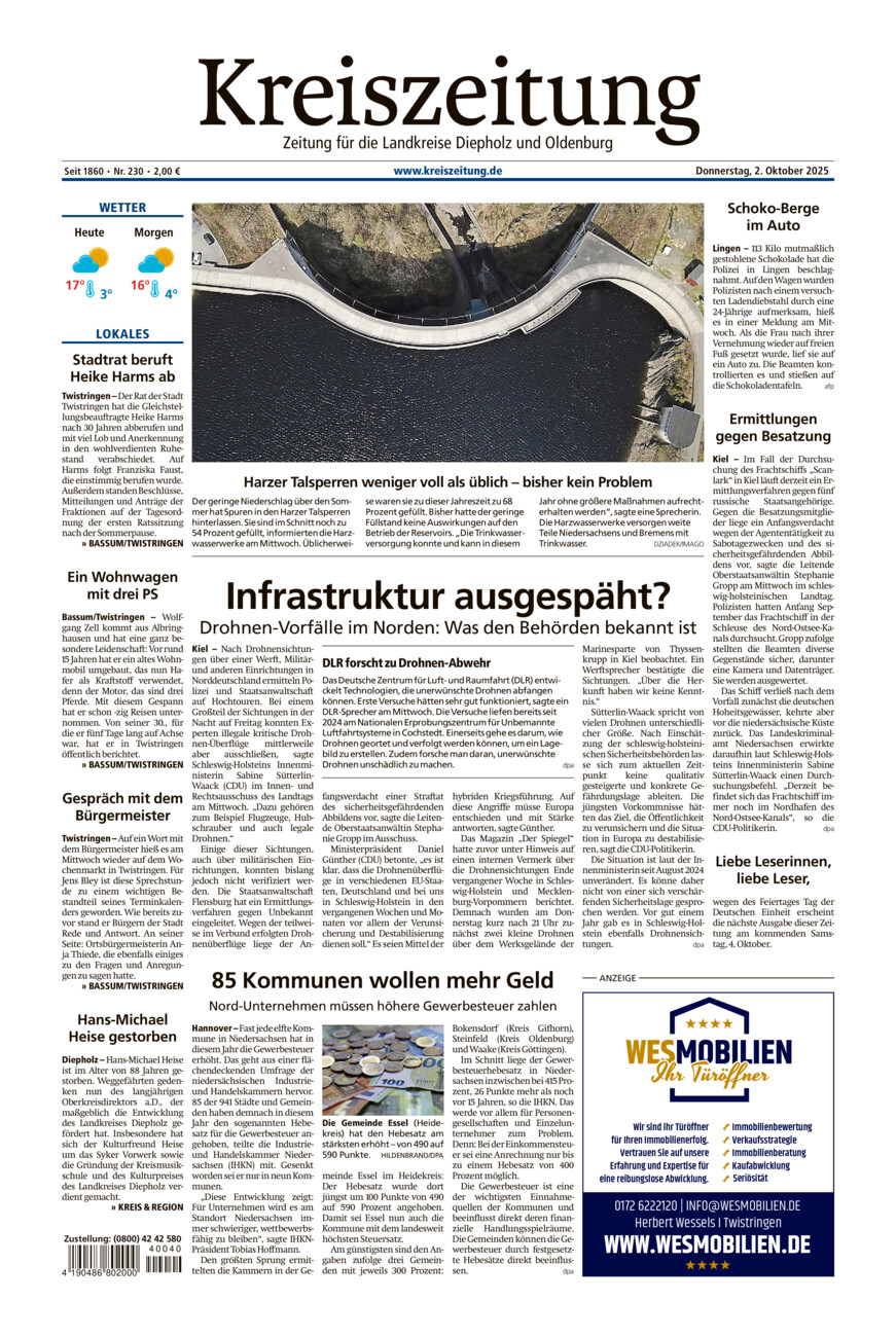 Kreiszeitung Bassum/Twistringen vom Donnerstag, 02.10.2025