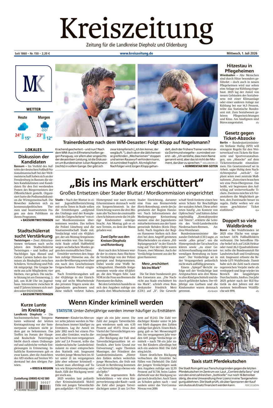 Kreiszeitung Bassum/Twistringen vom Mittwoch, 01.07.2026