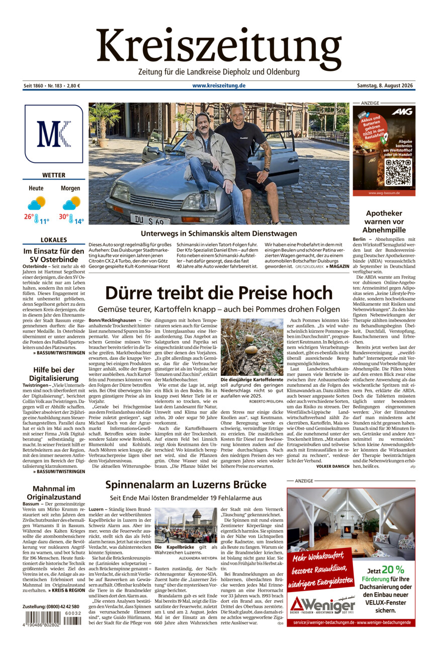 Kreiszeitung Bassum/Twistringen vom Samstag, 08.08.2026
