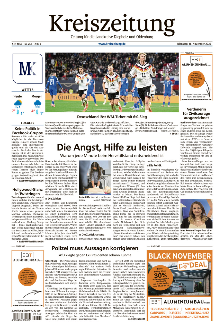 Kreiszeitung Bassum/Twistringen vom Dienstag, 18.11.2025