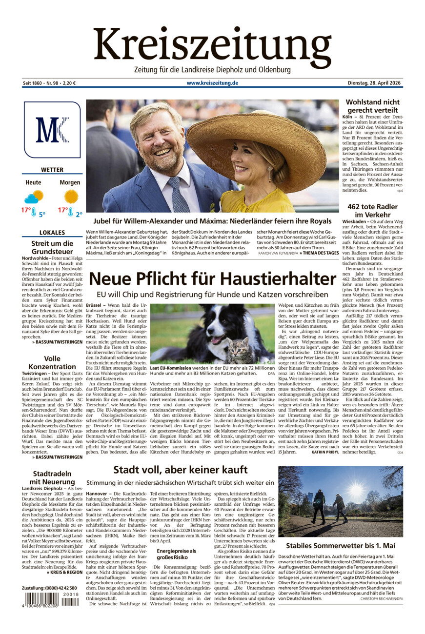 Kreiszeitung Bassum/Twistringen vom Dienstag, 28.04.2026