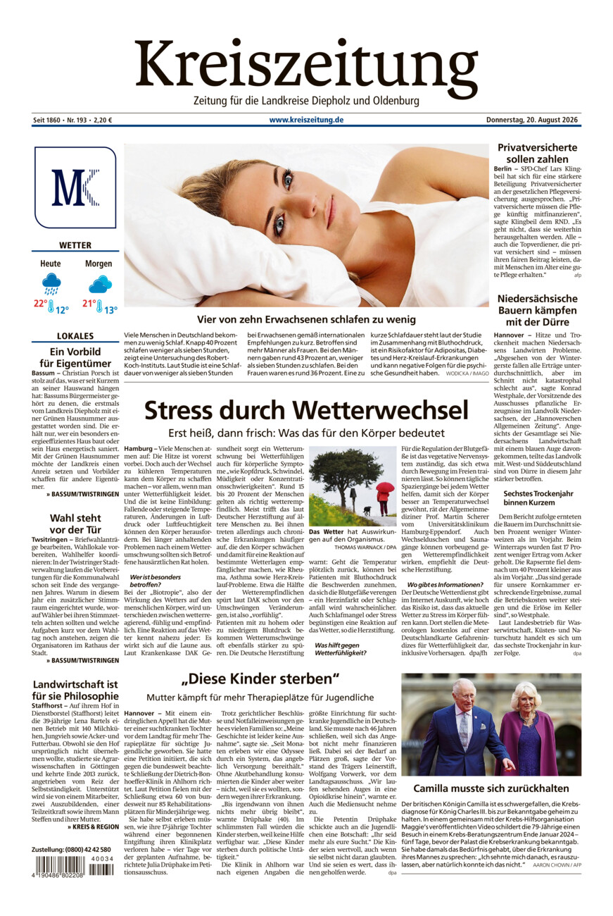 Kreiszeitung Bassum/Twistringen vom Donnerstag, 20.08.2026