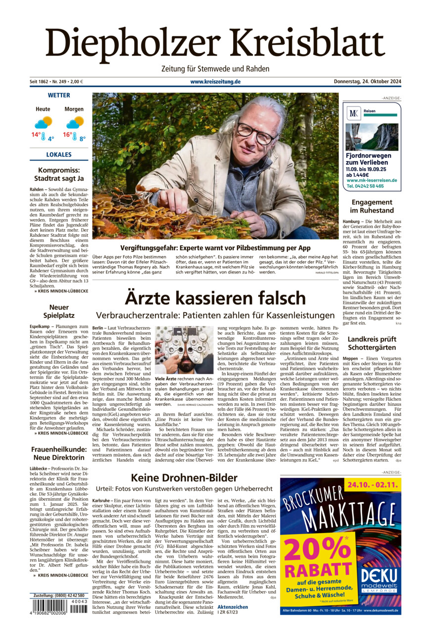 Diepholzer Kreisblatt Stemwede/Rahden vom Donnerstag, 24.10.2024