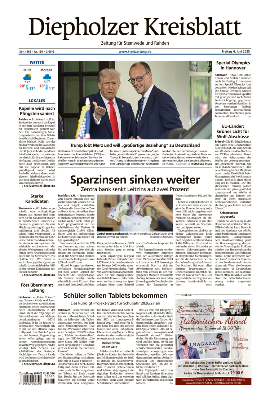 Diepholzer Kreisblatt Stemwede/Rahden vom Freitag, 06.06.2025