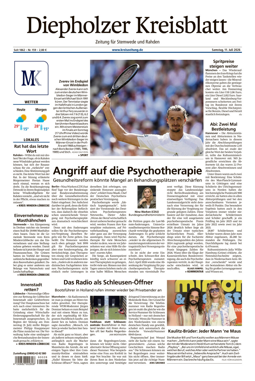Diepholzer Kreisblatt Stemwede/Rahden vom Samstag, 11.07.2026