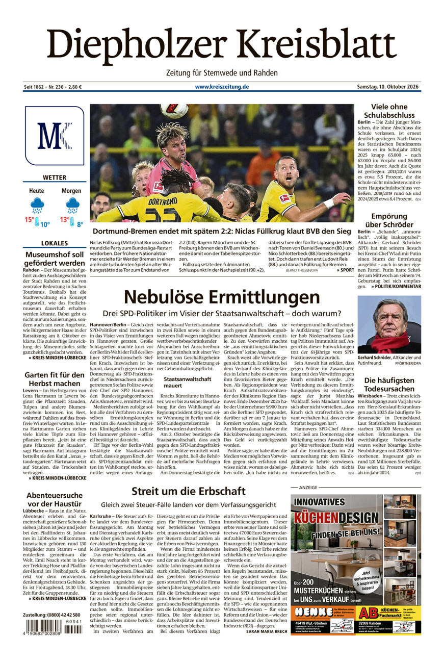 Diepholzer Kreisblatt Stemwede/Rahden vom Samstag, 10.10.2026