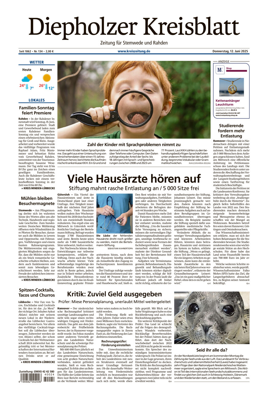 Diepholzer Kreisblatt Stemwede/Rahden vom Donnerstag, 12.06.2025