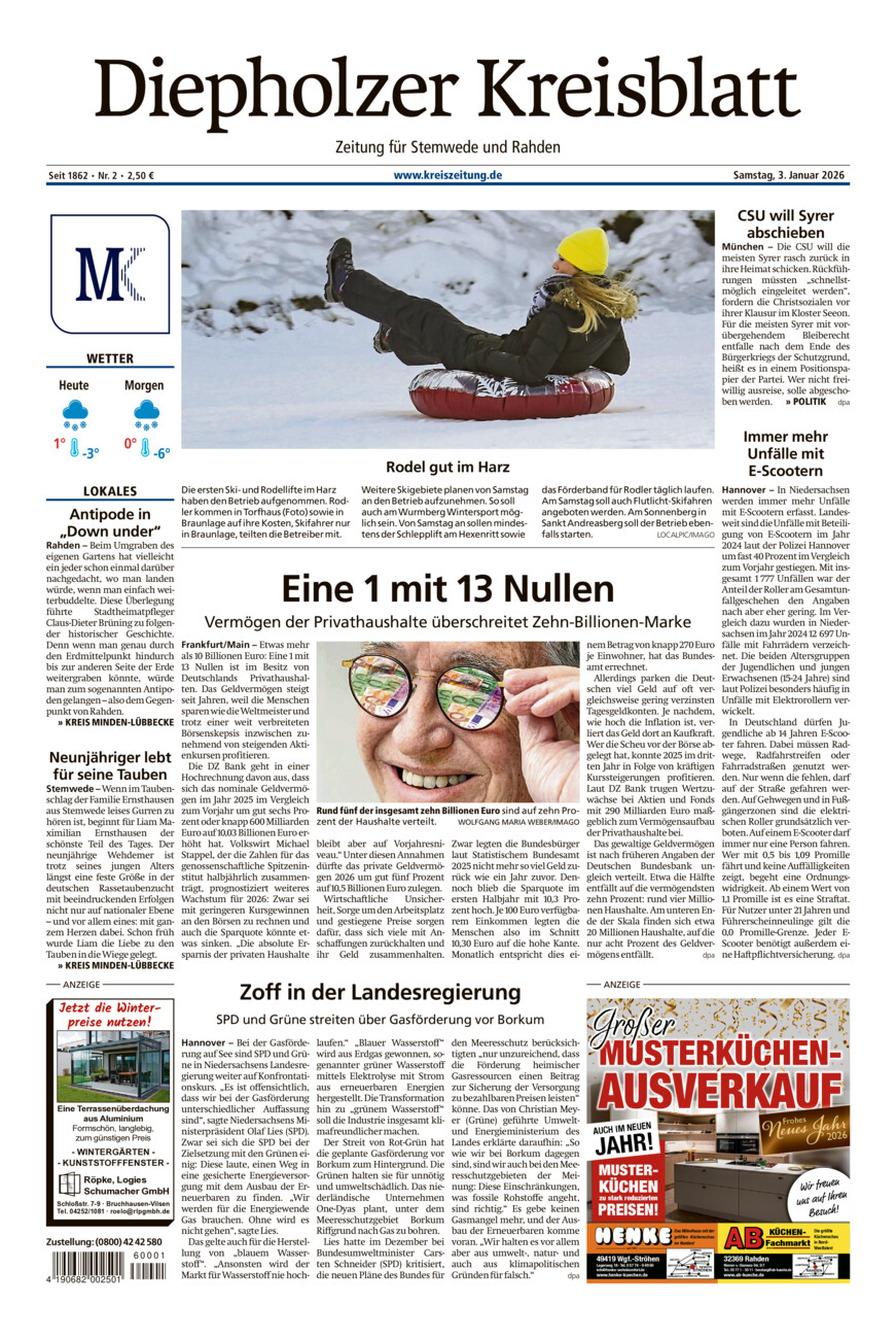 Diepholzer Kreisblatt Stemwede/Rahden vom Samstag, 03.01.2026