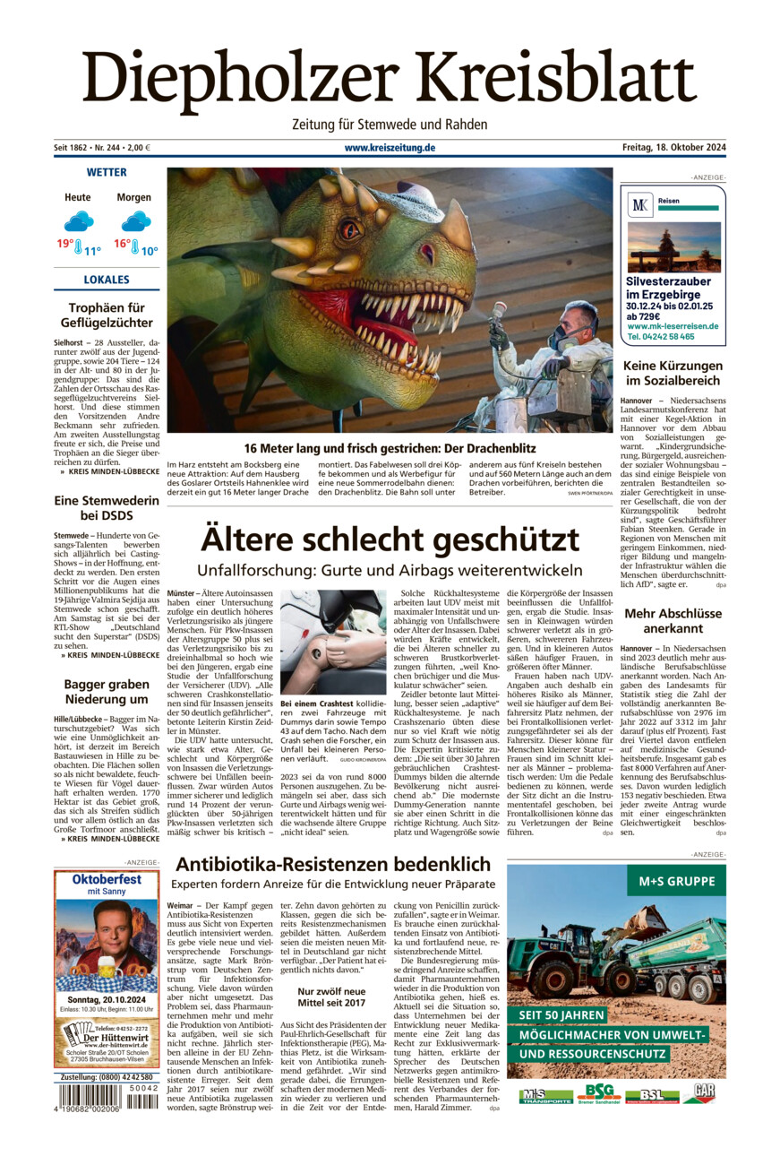 Diepholzer Kreisblatt Stemwede/Rahden vom Freitag, 18.10.2024