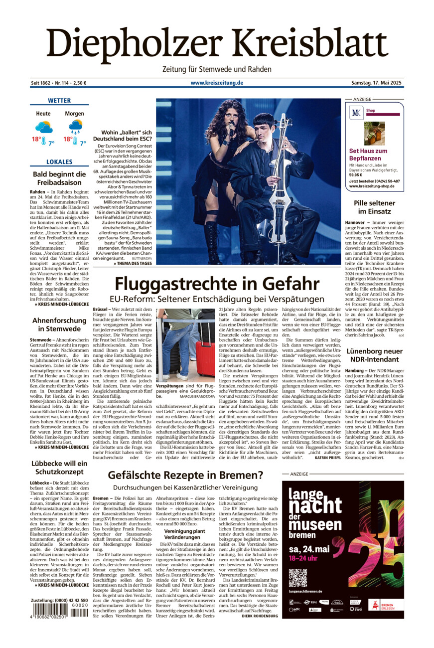 Diepholzer Kreisblatt Stemwede/Rahden vom Samstag, 17.05.2025