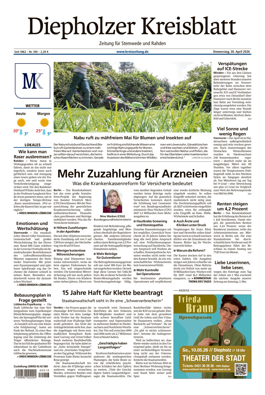 Diepholzer Kreisblatt Stemwede/Rahden vom Donnerstag, 30.04.2026