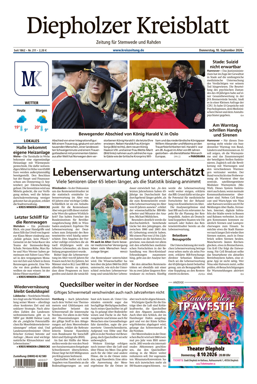 Diepholzer Kreisblatt Stemwede/Rahden vom Donnerstag, 10.09.2026