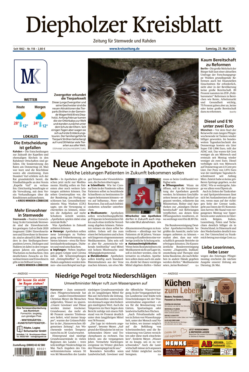 Diepholzer Kreisblatt Stemwede/Rahden vom Samstag, 23.05.2026