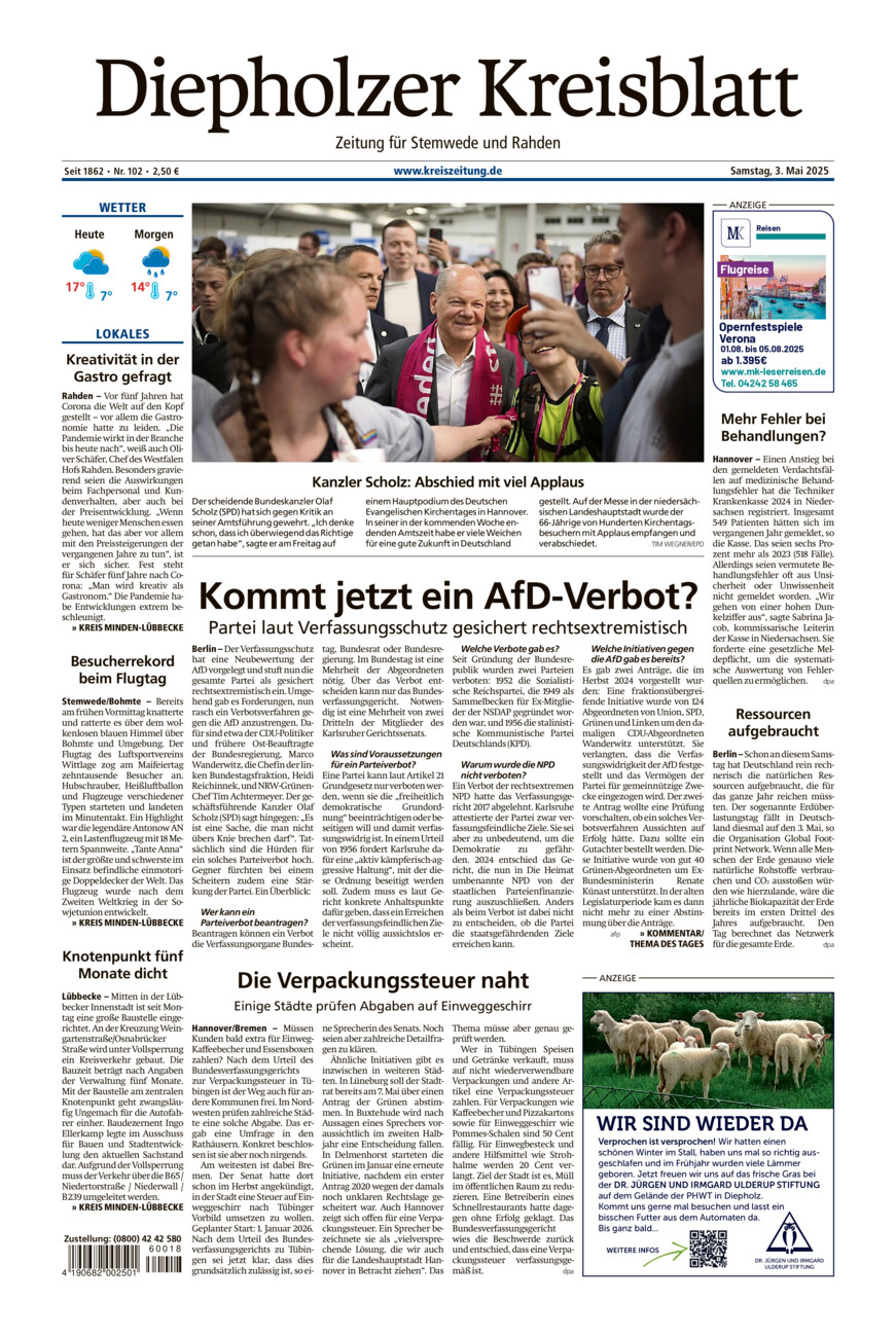 Diepholzer Kreisblatt Stemwede/Rahden vom Samstag, 03.05.2025