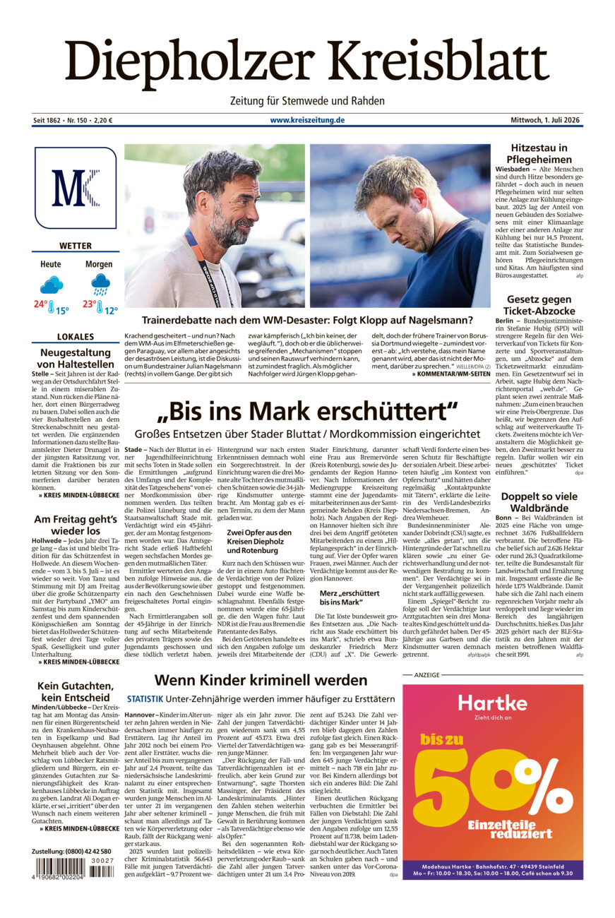 Diepholzer Kreisblatt Stemwede/Rahden vom Mittwoch, 01.07.2026