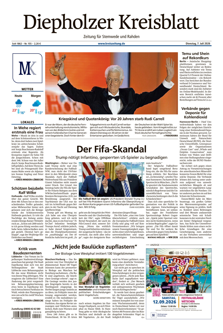 Diepholzer Kreisblatt Stemwede/Rahden vom Dienstag, 07.07.2026