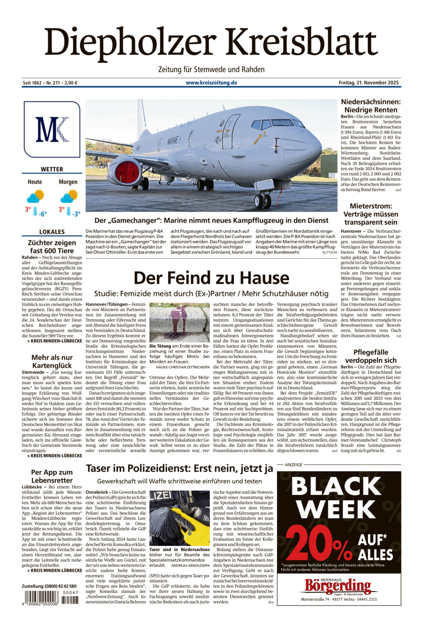 Diepholzer Kreisblatt Stemwede/Rahden vom Freitag, 21.11.2025