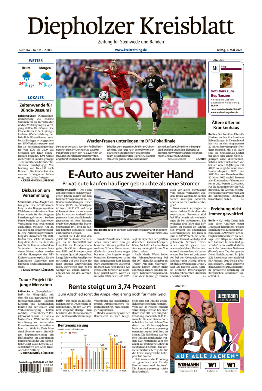 Diepholzer Kreisblatt Stemwede/Rahden vom Freitag, 02.05.2025