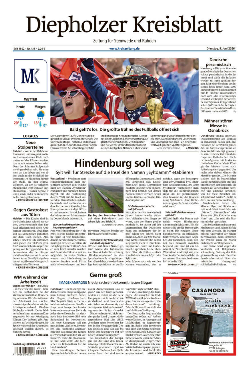 Diepholzer Kreisblatt Stemwede/Rahden vom Dienstag, 09.06.2026