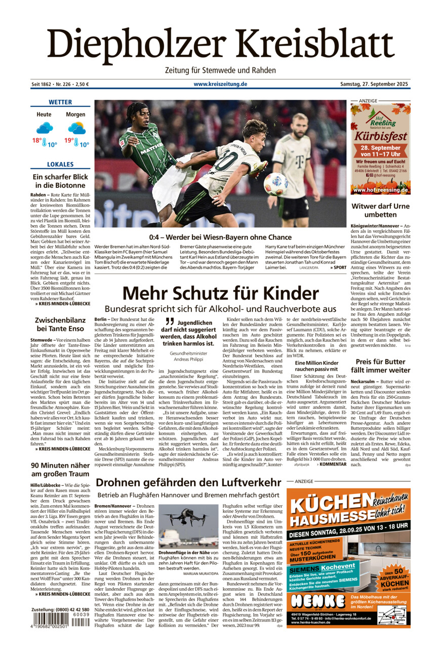 Diepholzer Kreisblatt Stemwede/Rahden vom Samstag, 27.09.2025