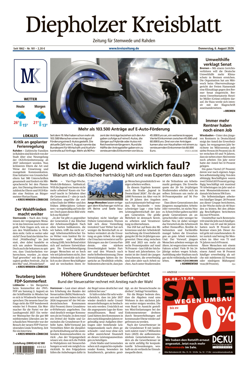 Diepholzer Kreisblatt Stemwede/Rahden vom Donnerstag, 06.08.2026
