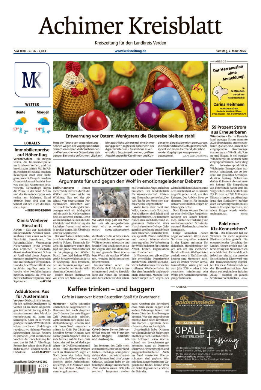 Achimer Kreisblatt vom Samstag, 07.03.2026