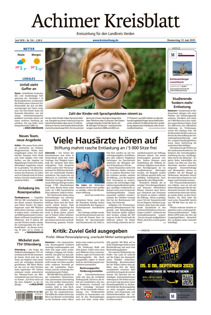 Achimer Kreisblatt vom Donnerstag, 12.06.2025