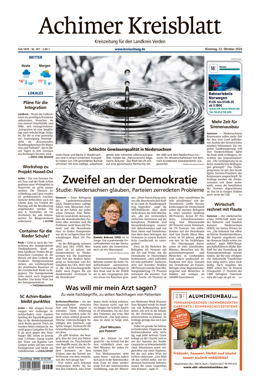 Achimer Kreisblatt vom Dienstag, 22.10.2024